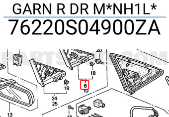 Honda 76220S04900ZA GARN R DR M*NH1L*
