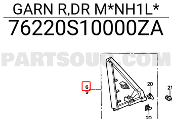 Honda 76220S10000ZA GARN R,DR M*NH1L*