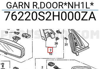Honda 76220S2H000ZA GARN R,DOOR*NH1L*