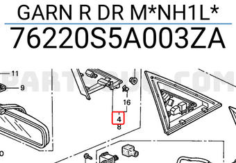 Honda 76220S5A003ZA GARN R DR M*NH1L*