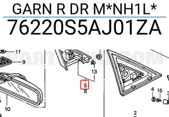 Honda 76220S5AJ01ZA GARN R DR M*NH1L*