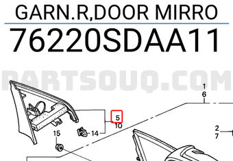 Honda 76220SDAA11 GARN.R,DOOR MIRRO