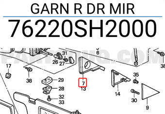 Honda 76220SH2000 GARN R DR MIR