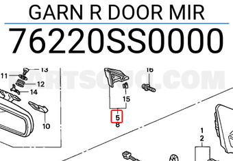 Honda 76220SS0000 GARN R DOOR MIR