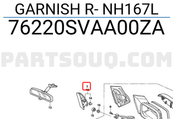 Honda 76220SVAA00ZA GARNISH R- NH167L