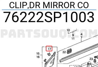 Honda 76222SP1003 CLIP,DR MIRROR CO