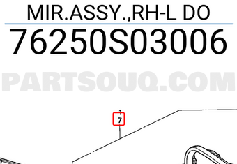 Honda 76250S03006 MIR.ASSY.,RH-L DO