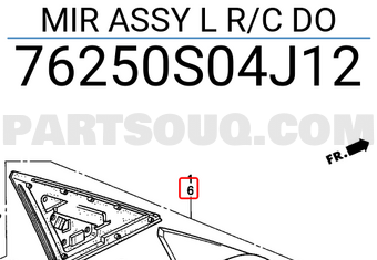 Honda 76250S04J12 MIR ASSY L R/C DO