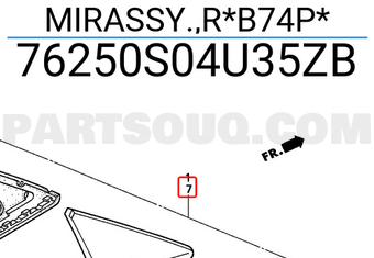 Honda 76250S04U35ZB MIRASSY.,R*B74P*