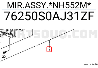 Honda 76250S0AJ31ZF MIR.ASSY.*NH552M*