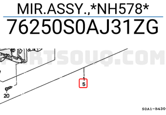 Honda 76250S0AJ31ZG MIR.ASSY.,*NH578*