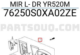 Honda 76250S0XA02ZE MIR L- DR YR520M