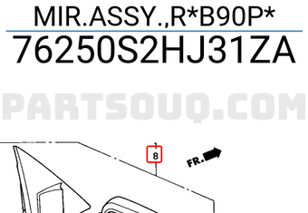 Honda 76250S2HJ31ZA MIR.ASSY.,R*B90P*