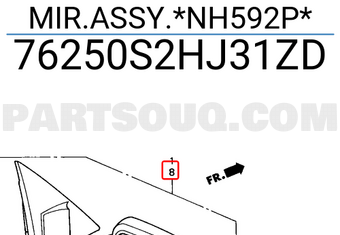 Honda 76250S2HJ31ZD MIR.ASSY.*NH592P*