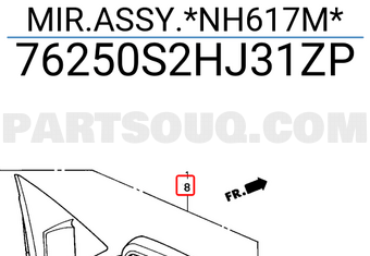 Honda 76250S2HJ31ZP MIR.ASSY.*NH617M*