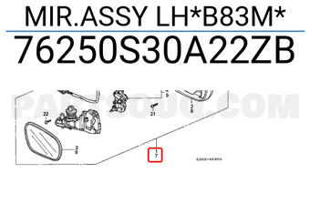 Honda 76250S30A22ZB MIR.ASSY LH*B83M*