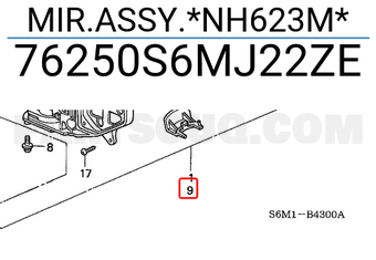Honda 76250S6MJ22ZE MIR.ASSY.*NH623M*