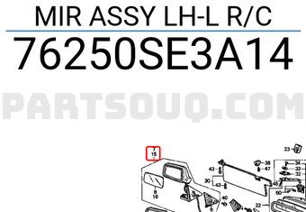 Honda 76250SE3A14 MIR ASSY LH-L R/C