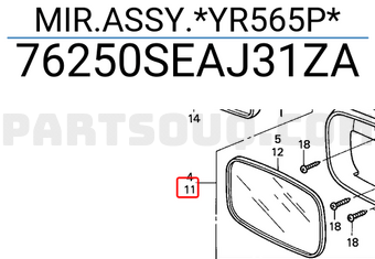 Honda 76250SEAJ31ZA MIR.ASSY.*YR565P*