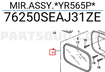 Honda 76250SEAJ31ZE MIR.ASSY.*YR565P*