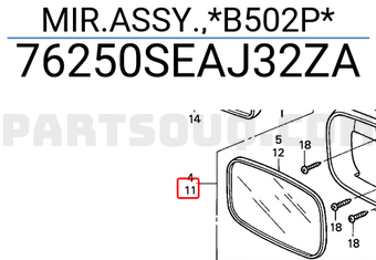 Honda 76250SEAJ32ZA MIR.ASSY.,*B502P*