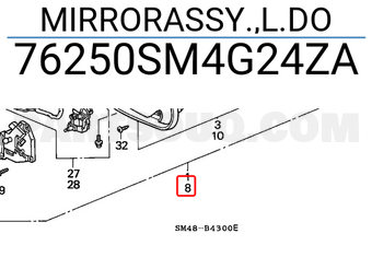 Honda 76250SM4G24ZA MIRRORASSY.,L.DO
