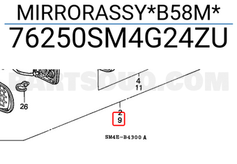 Honda 76250SM4G24ZU MIRRORASSY*B58M*