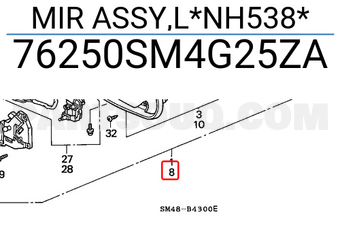 Honda 76250SM4G25ZA MIR ASSY,L*NH538*