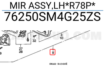 Honda 76250SM4G25ZS MIR ASSY,LH*R78P*