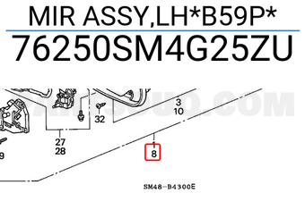 Honda 76250SM4G25ZU MIR ASSY,LH*B59P*