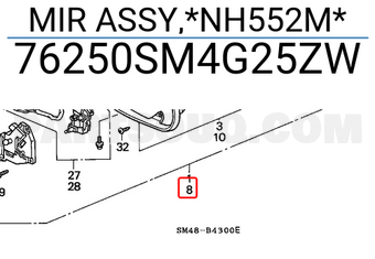 Honda 76250SM4G25ZW MIR ASSY,*NH552M*
