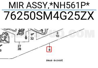 Honda 76250SM4G25ZX MIR ASSY,*NH561P*