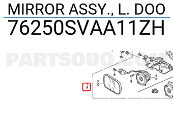 Honda 76250SVAA11ZH MIRROR ASSY., L. DOO