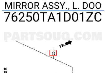 Honda 76250TA1D01ZC MIRROR ASSY., L. DOO
