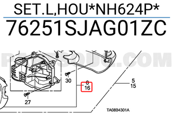 Honda 76251SJAG01ZC SET.L,HOU*NH624P*