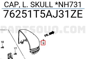 Honda 76251T5AJ31ZE CAP, L. SKULL *NH731
