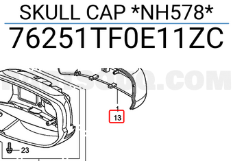 Honda 76251TF0E11ZC SKULL CAP *NH578*