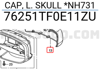 Honda 76251TF0E11ZU CAP, L. SKULL *NH731