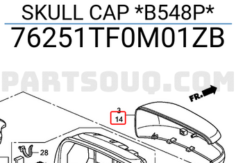 Honda 76251TF0M01ZB SKULL CAP *B548P*