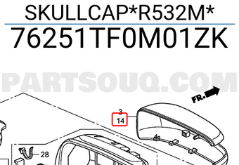 Honda 76251TF0M01ZK SKULLCAP*R532M*