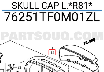 Honda 76251TF0M01ZL SKULL CAP L,*R81*