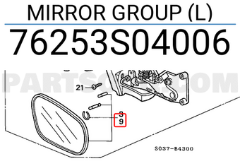 Honda 76253S04006 MIRROR GROUP (L)