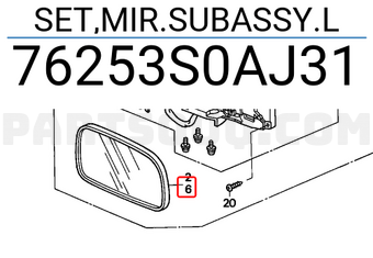Honda 76253S0AJ31 SET,MIR.SUBASSY.L
