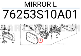 Honda 76253S10A01 MIRROR L
