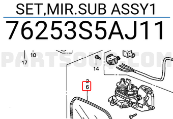 Honda 76253S5AJ11 SET,MIR.SUB ASSY1