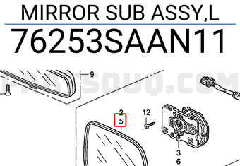 Honda 76253SAAN11 MIRROR SUB ASSY,L