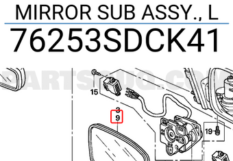 Honda 76253SDCK41 MIRROR SUB ASSY., L