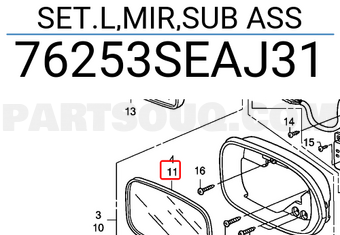 Honda 76253SEAJ31 SET.L,MIR,SUB ASS