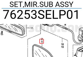 Honda 76253SELP01 SET,MIR.SUB ASSY