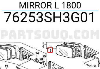 Honda 76253SH3G01 MIRROR L 1800